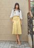 Saia De Couro Pelica Patchwork Feminina Amarelo Bebê