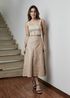 Saia De Couro Pelica Patchwork Feminina Nude 