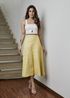 Saia De Couro Pelica Patchwork Feminina Amarelo Limão