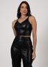 Cropped Couro Pelica Feminino Preto Dayane