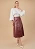 Saia De Couro Pelica Patchwork Feminina Verniz Bordo
