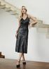 Vestido de Couro Pelica Patchwork Preto