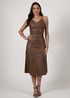 Saia Midi de Couro Vintage Caramelo Carla 