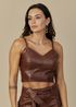Cropped Couro Pelica Feminino Tabaco Júlia 