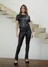 T-shirt de Couro Feminina Preta Ariane