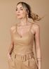Cropped de Couro Feminino Taupe Diana 