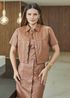 Camisa Cropped de Couro Feminino Caramelo Lara 