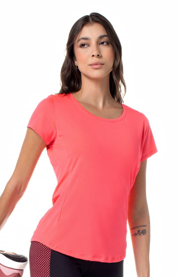 Camiseta T-shirt Candy Dry Rosa Neon - Texfit Brasil