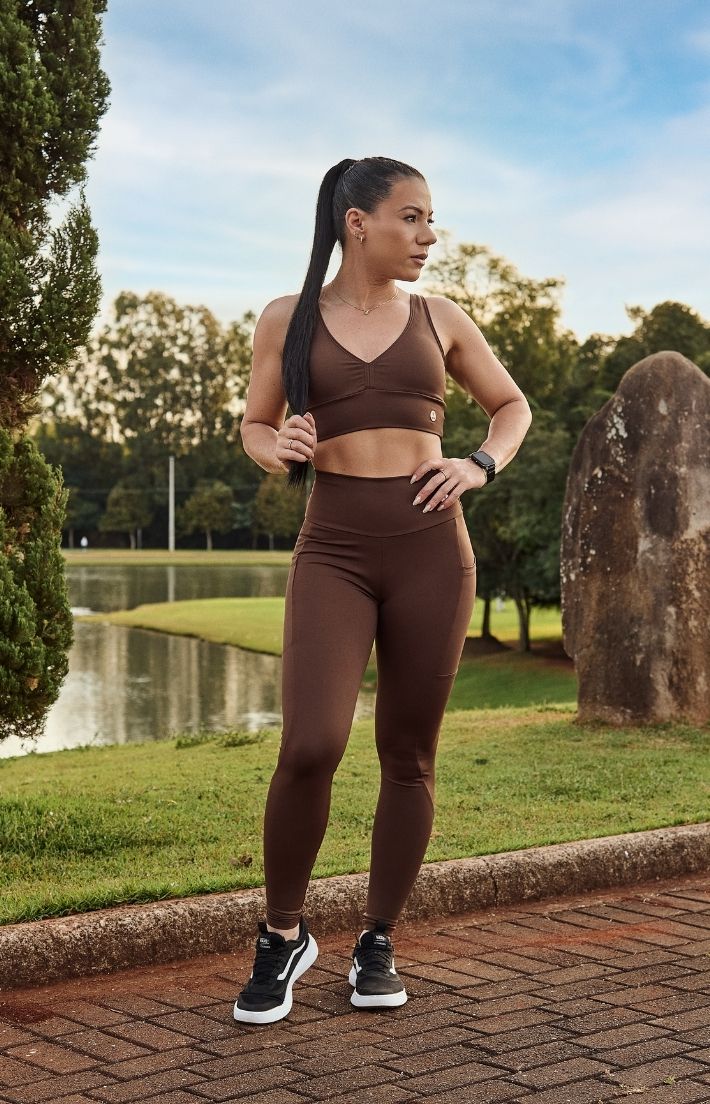 Conjunto Top e Legging Confort Marrom 