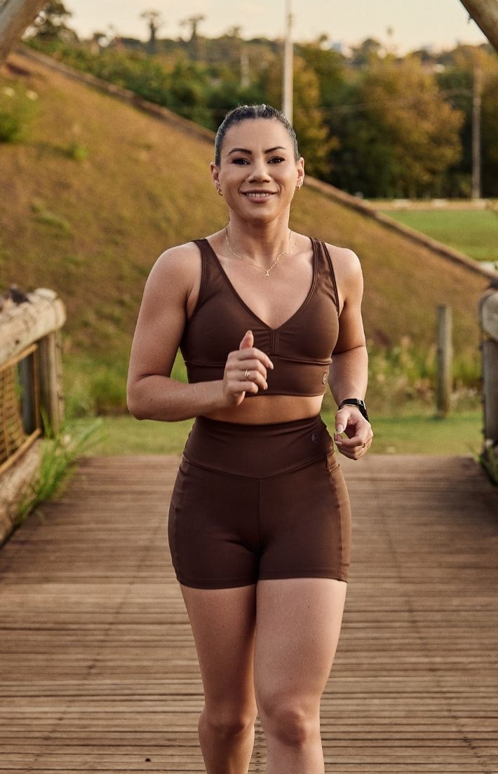 Conjunto Top e Shorts Confort Marrom 