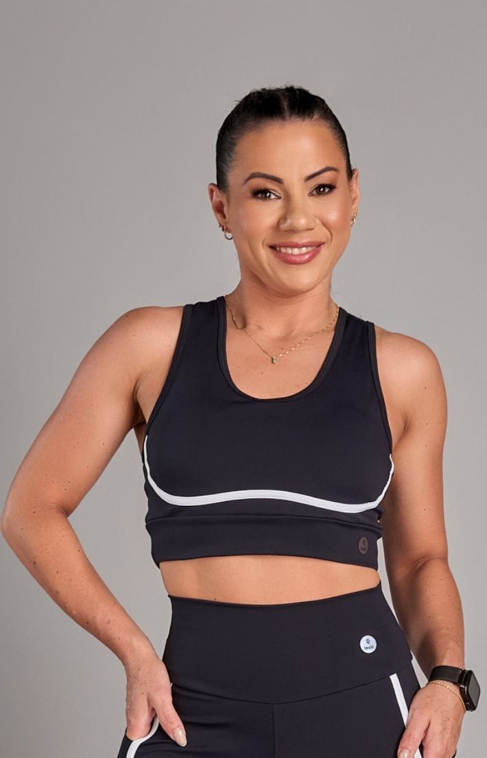 Top Fitness Level Up Preto e branco