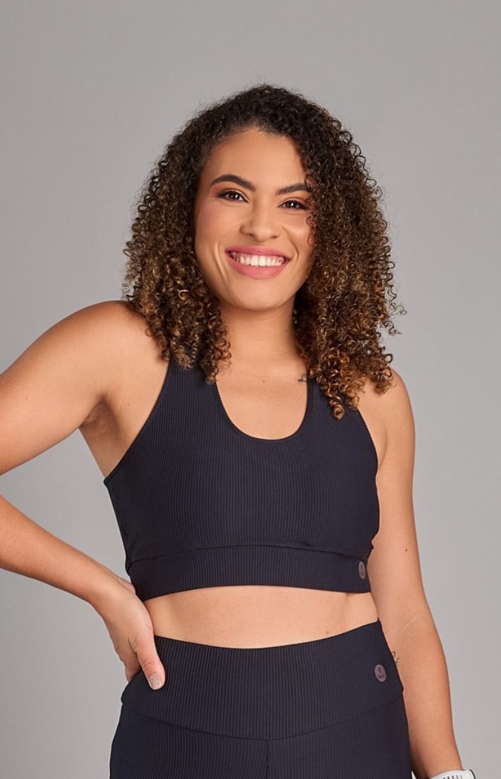 Top Canelado Wish Preto - Texfit Brasil