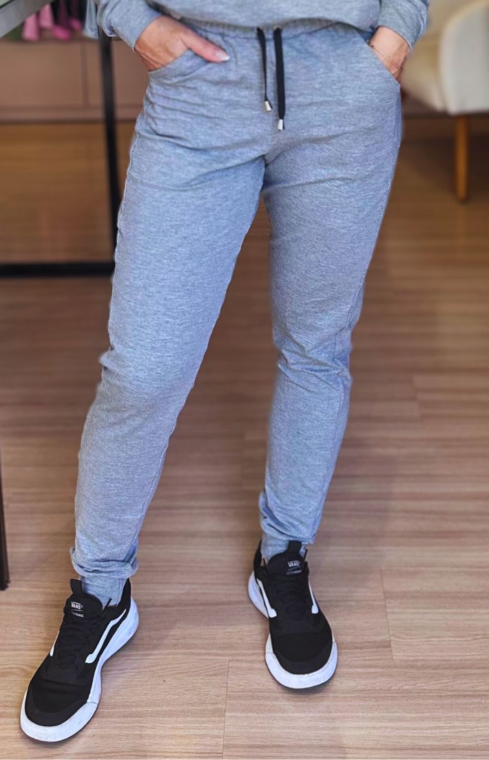 Calça Jogger Moletinho Glow cinza - Texfit Brasil