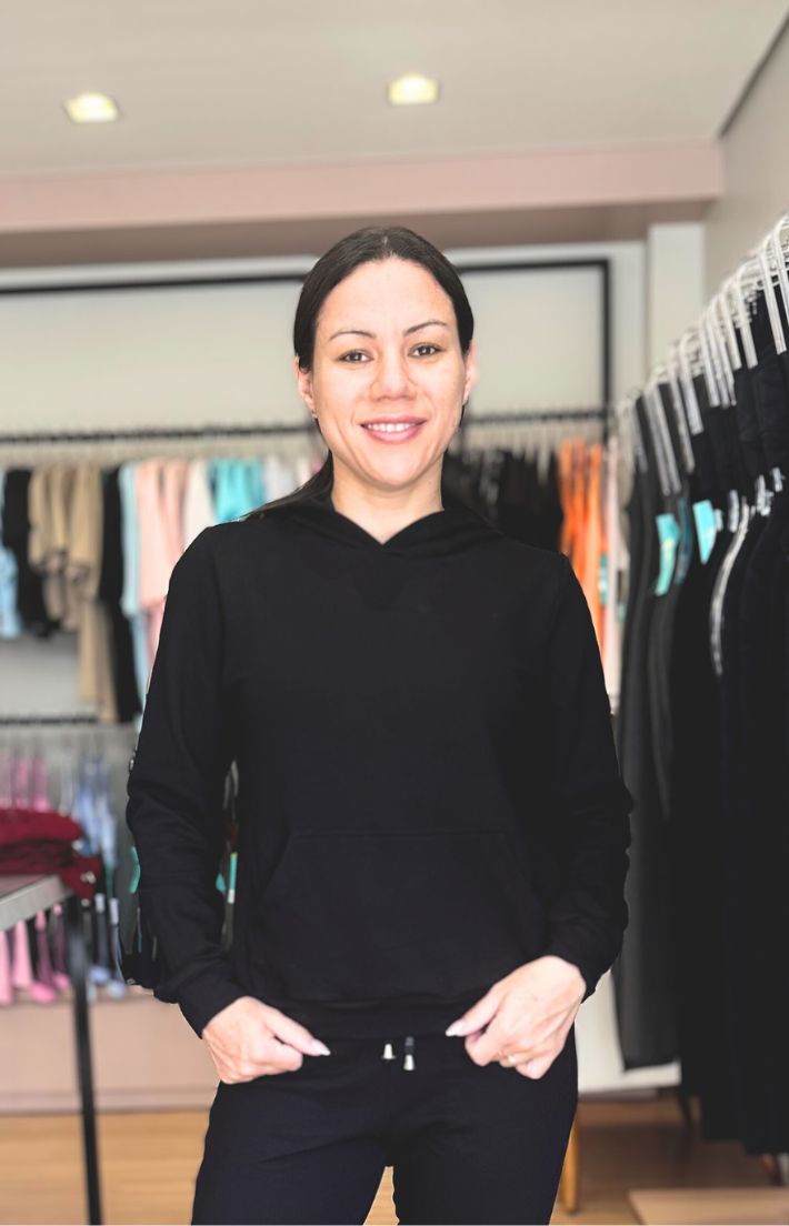 Blusa Canguru Moletom peluciado Glow Preto - Texfit Brasil