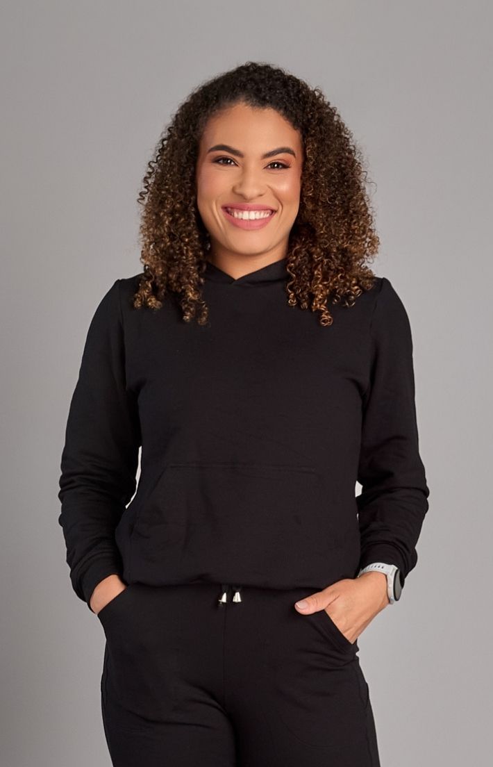 Blusa Canguru Moletom peluciado Glow Preto - Texfit Brasil