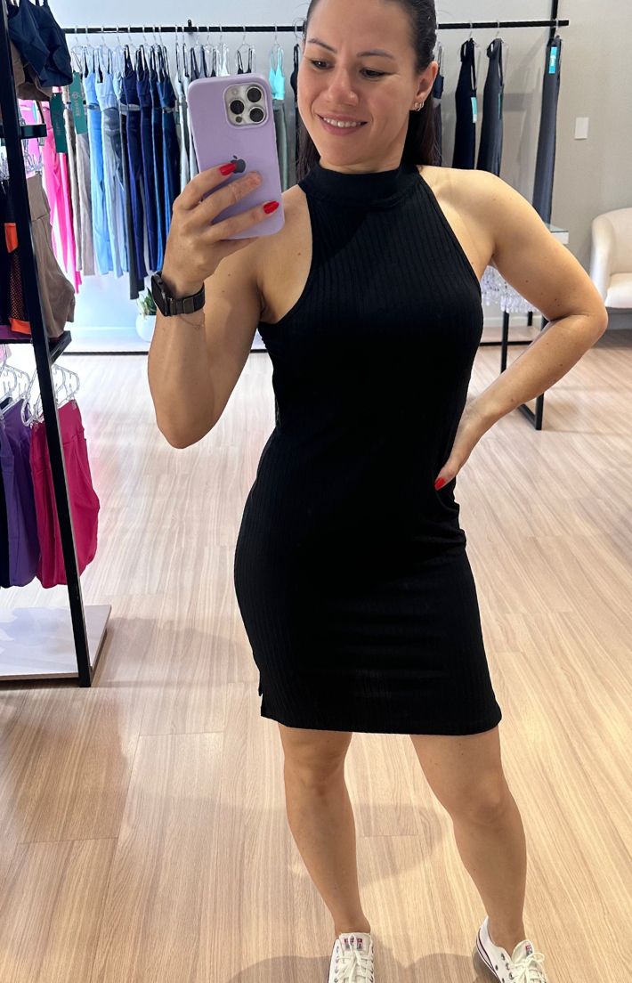 Vestido Cavado Curto Preto - Texfit Brasil