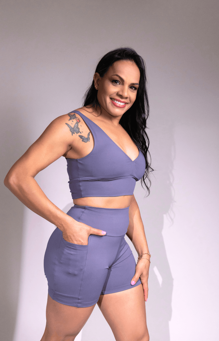 Conjunto Top e Shorts Confort classic cinza