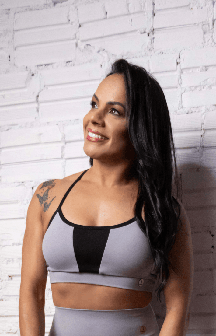 Top Academia Luminus Blackout cinza - Texfit Brasil