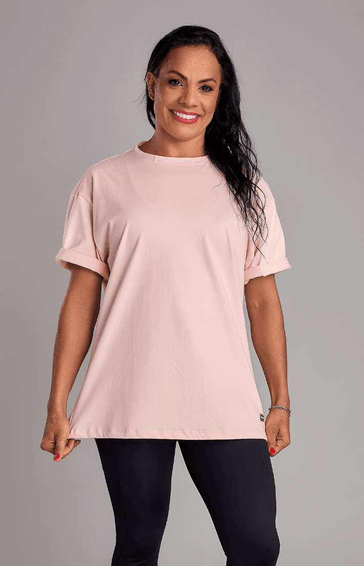 Camiseta Over Strong Rosa - Texfit Brasil