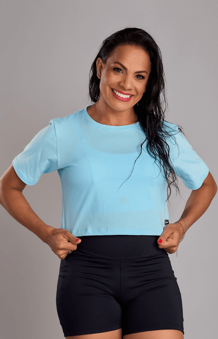 Cropped Over Strong Azul - Texfit Brasil