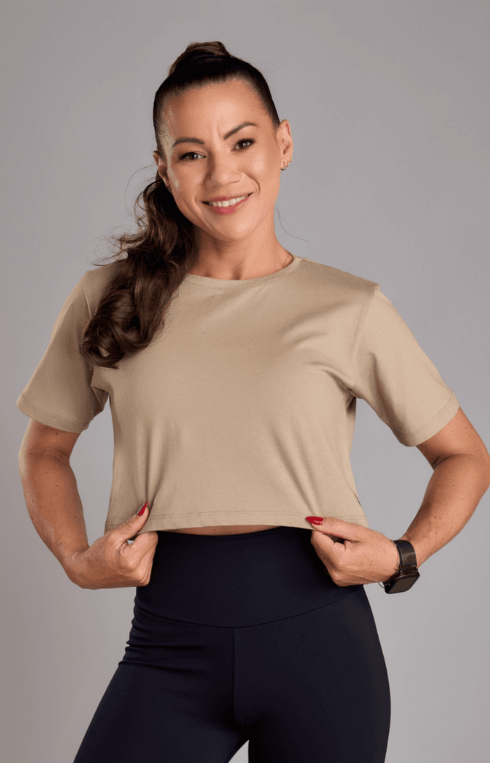 Cropped Over Strong Marrom - Texfit Brasil