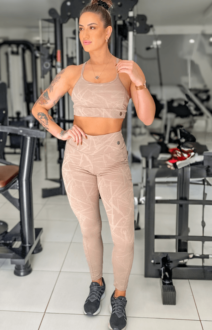Conjunto Top e Legging com bolso Lumy Cappuccino