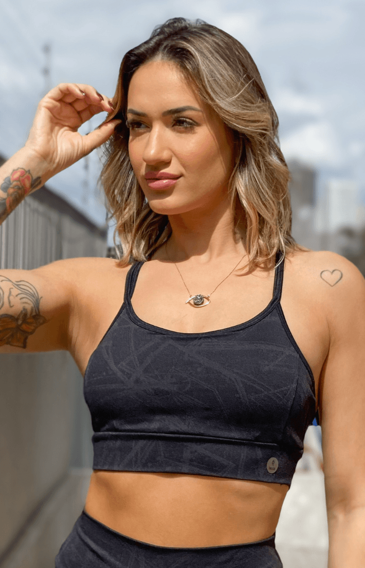 Top Lumy com tiras Preto - Texfit Brasil