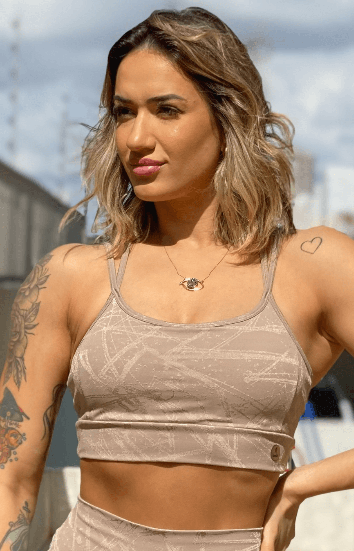 Top Lumy com tiras Cappuccino - Texfit Brasil