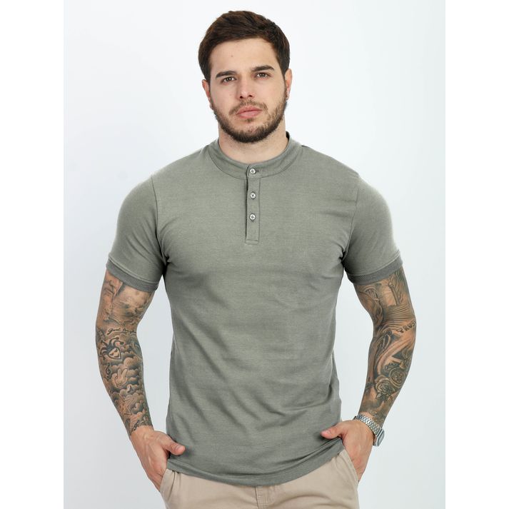 Camiseta Masculina Henley Camisa Gola Padre Suedin... - CHIEREGATO OUTLET