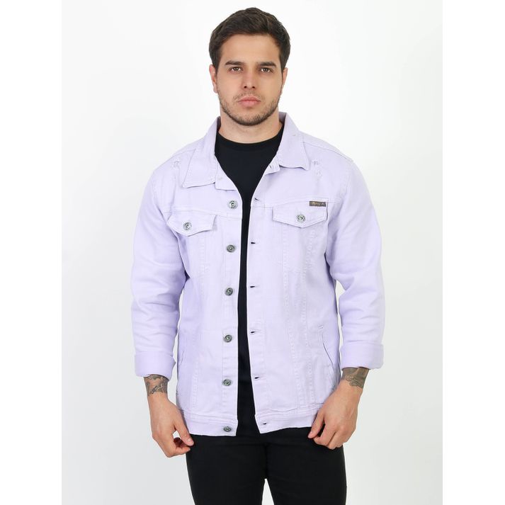 Jaqueta Sarja Jeans Lilás Masculina Destroyed Aust... - CHIEREGATO OUTLET