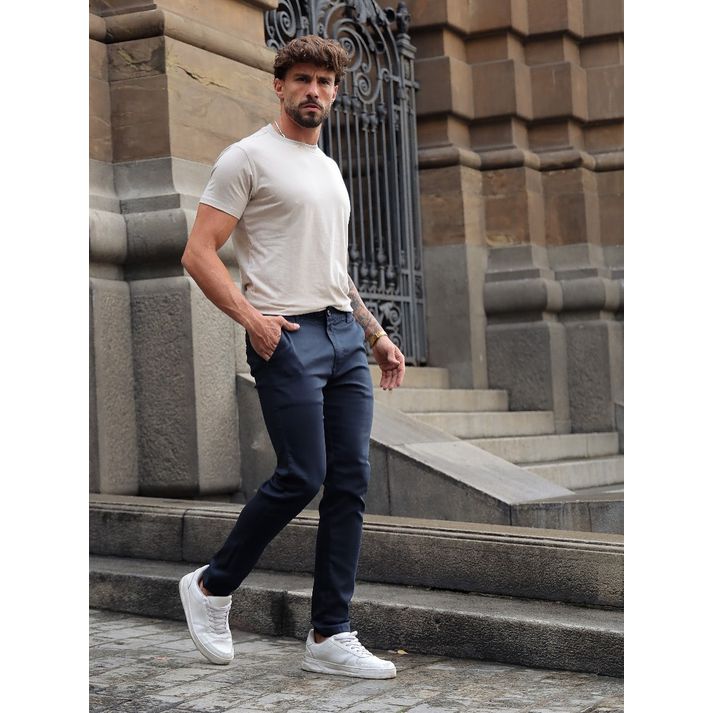 Calça Alfaiataria Slim Fit Masculina Social Azul C... - CHIEREGATO OUTLET