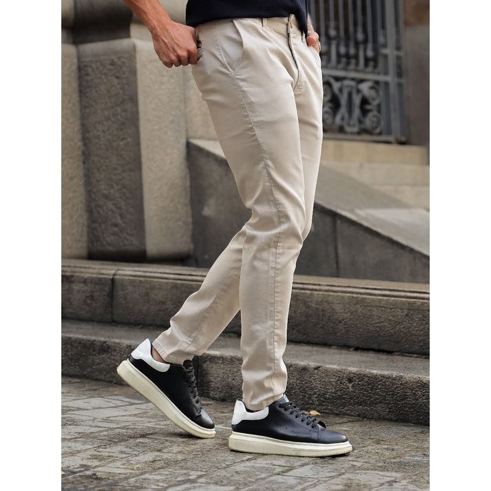 Calça Sarja Alfaiataria Slim Fit Masculina Bege Co... - CHIEREGATO OUTLET