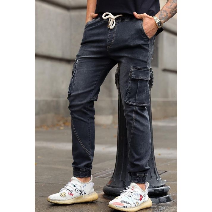 Calça Jeans Jogger Cargo Skinny Punho Elástico Cod... - CHIEREGATO OUTLET