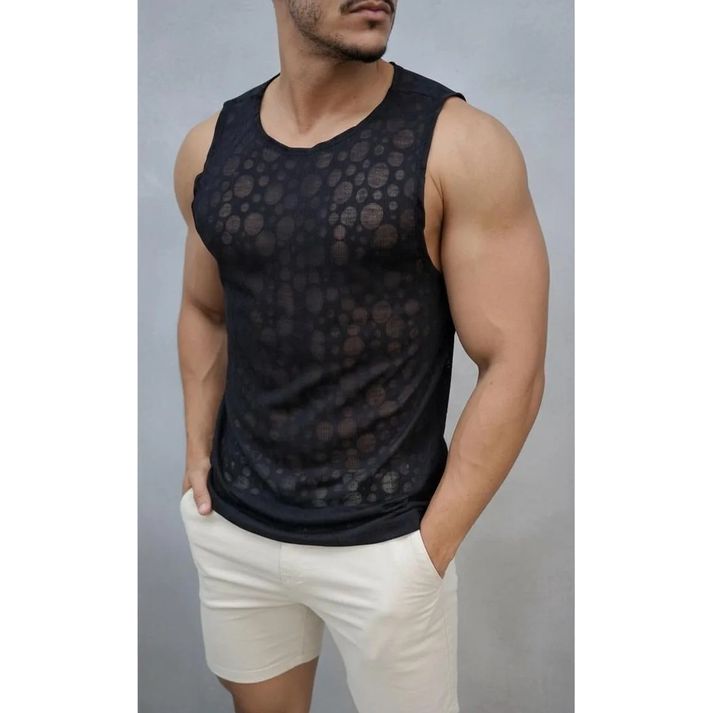 Camiseta Regata Masculina Destroyed Telinha Relaxe... - CHIEREGATO OUTLET