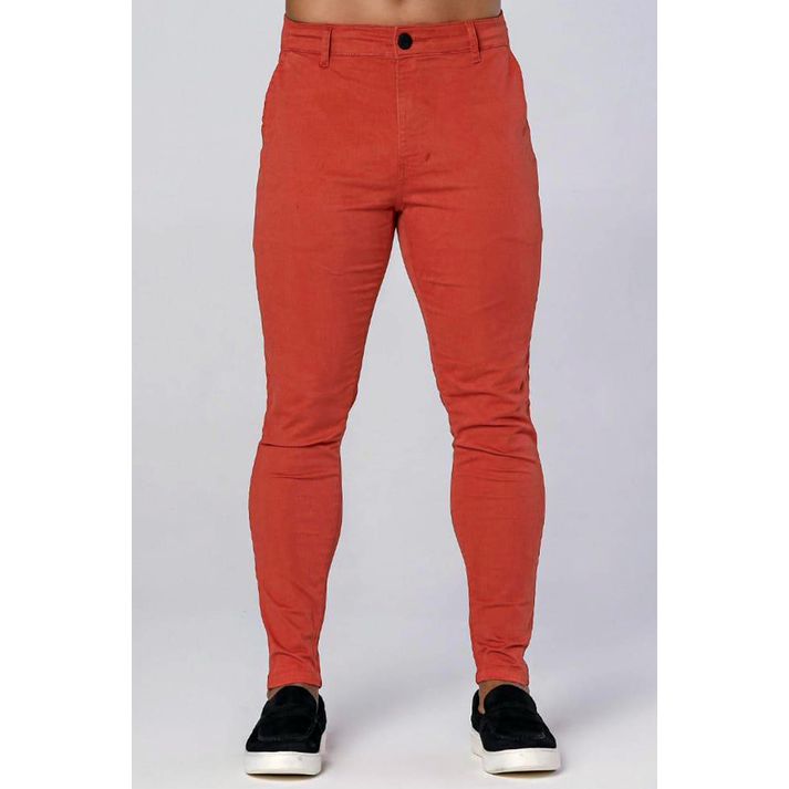 Calça Sarja Alfaiataria Skinny Laranja Páprica Cod... - CHIEREGATO OUTLET