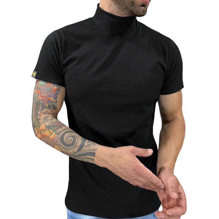 Camiseta Canelada Cacharrel Manga Curta Gola Alta ... - CHIEREGATO OUTLET