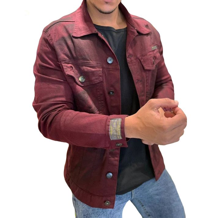 Jaqueta Casaco Jeans Destroyed Vinho Moda Masculin... - CHIEREGATO OUTLET