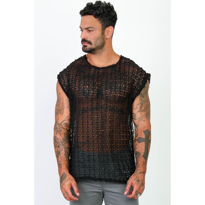 Camiseta Regata Masculina Crochê Telinha Machão Ov... - CHIEREGATO OUTLET