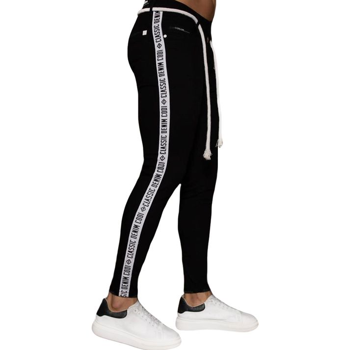 Calça Preta Skinny Faixa Fita Lateral Com Cordão M... - CHIEREGATO OUTLET