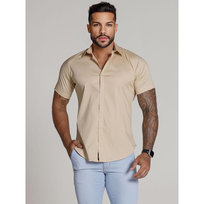Camisa Social Manga Curta Codi Jeans Toque Acetina... - CHIEREGATO OUTLET