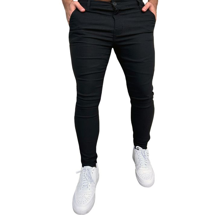 Calça Alfaiataria Chino Preta Skinny Texturizada M... - CHIEREGATO OUTLET