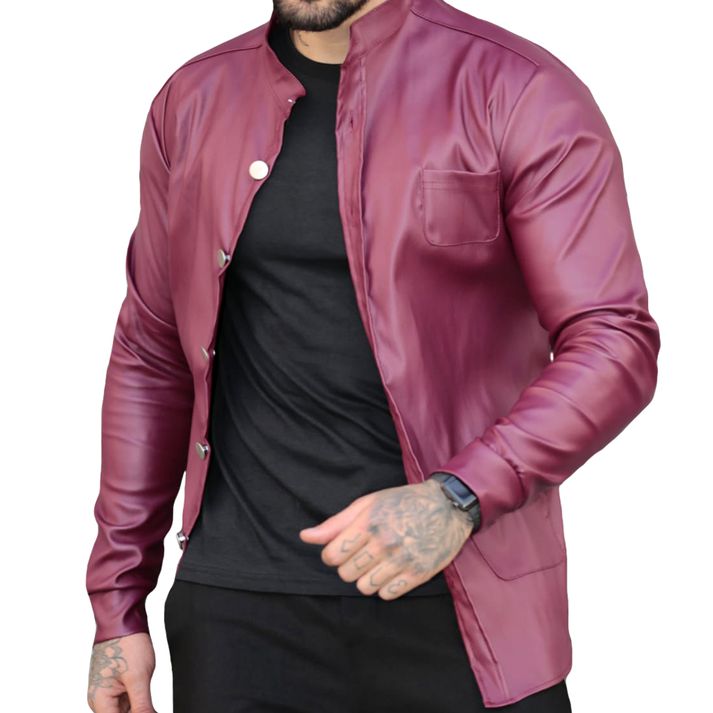Jaqueta Resinada Vinho Masculina Slim Com Botão Pr... - CHIEREGATO OUTLET