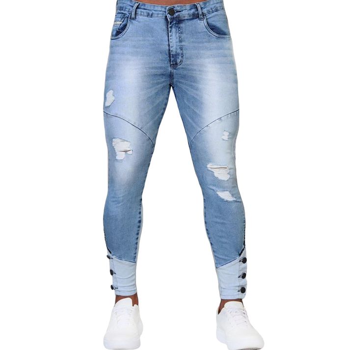 Calça Jeans Skinny Destroyed Masculina Recortes Bo... - CHIEREGATO OUTLET