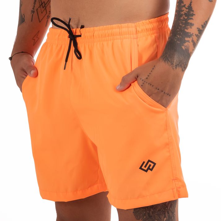 Short Praia Elastano Laranja Neon Liso Masculino P... - CHIEREGATO OUTLET