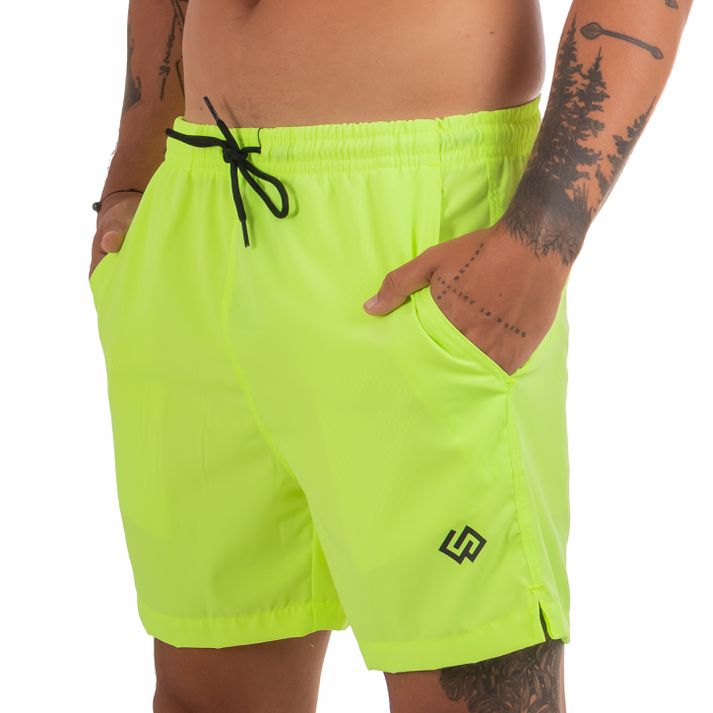 Short Praia Elastano Verde Neon Flúor Liso Masculi... - CHIEREGATO OUTLET