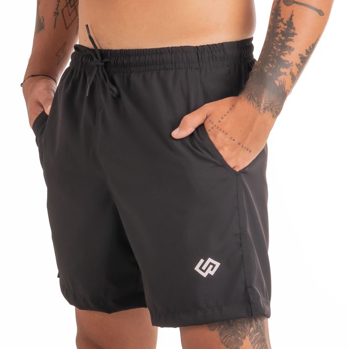 Short Praia Masculino Preto Liso Elastano Premium - CHIEREGATO OUTLET