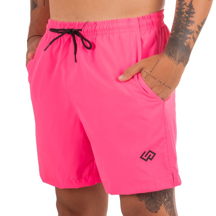 Short Praia Elastano Rosa Pink Neon Liso Masculino... - CHIEREGATO OUTLET