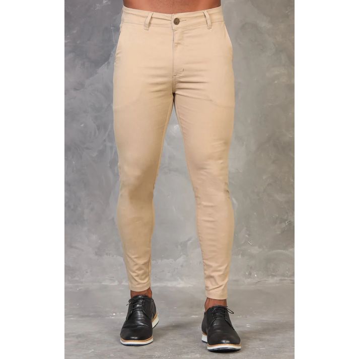 Calça Alfaiataria Sarja Cáqui Skinny Com Elastano ... - CHIEREGATO OUTLET