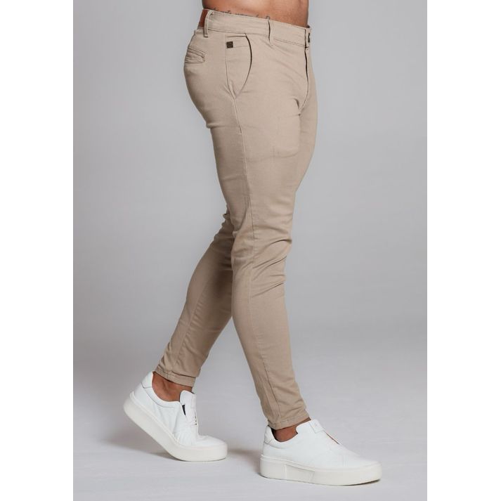 Calça Alfaiataria Sarja Cáqui Skinny Com Elastano ... - CHIEREGATO OUTLET
