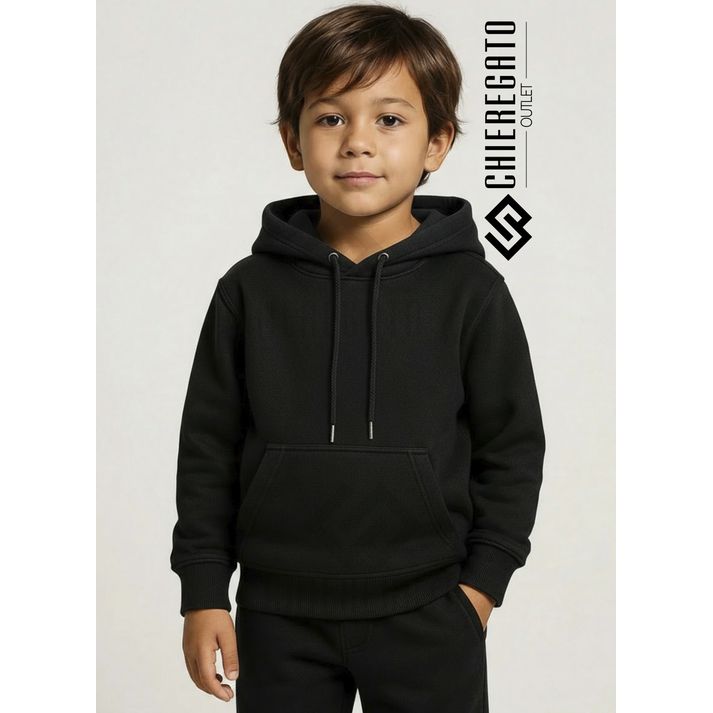 Moletom Canguru Infantil Unissex Preto - CHIEREGATO OUTLET